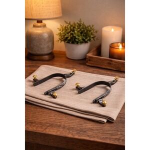 Vintage Western Spurs Pair with Brass Rowels | Ornate Cowboy Spurs